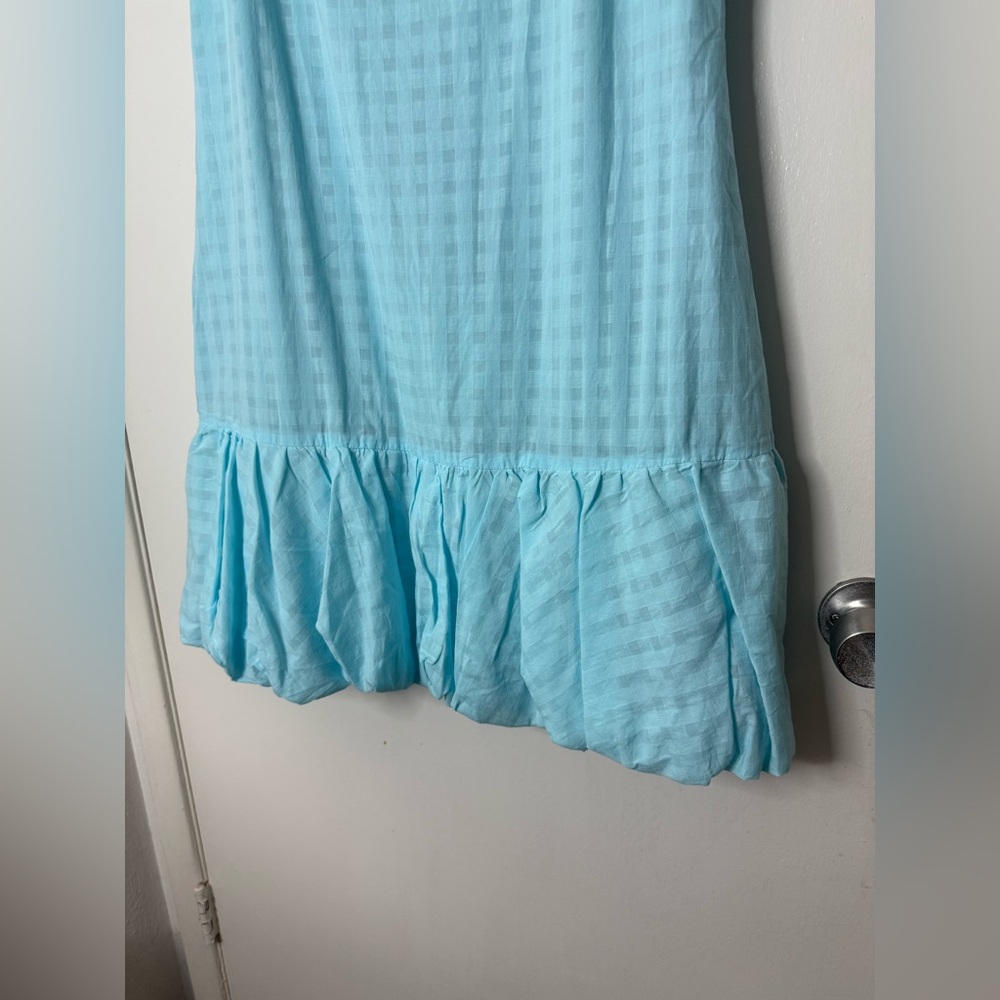 Trina Turk NWT Cherish, sky blue, gingham, bubble hem, sleeveless mini dress L - Picture 5 of 12
